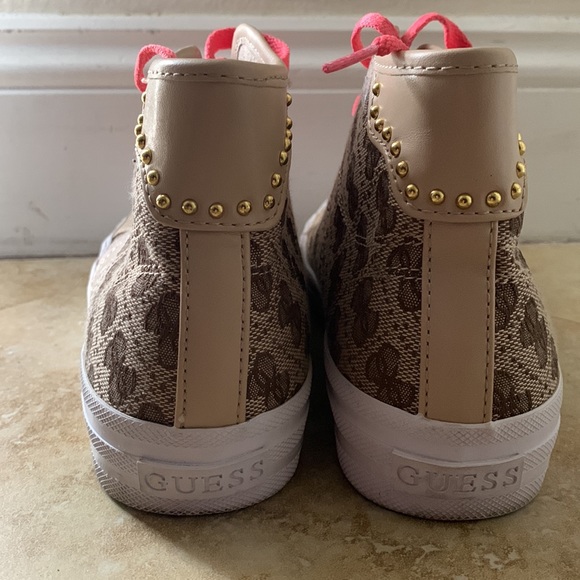 GUESS Women's High-Top Sneakers - Brown and Pink - Picture 5 of 6